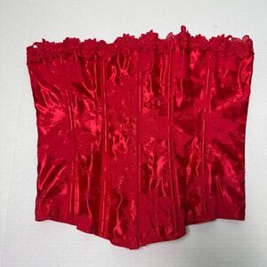 Vintage Coquette Gothic Empire Intimates Corset Red Floral Size 38 USA Made‎